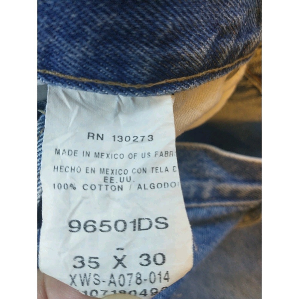 Wrangler 96501DS Mens Blue Denim Straight Leg Regular Fit Jeans 34x29 Distressed - Picture 16 of 16